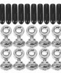 Top Notch Jump Rope Repair Kit With 10 Heavy Duty Metal Caps And Screw Ends For Speed Ropes Prevents Wire Exposure And Stripping Perfect For Sports Teams Cl, black caps and silver metal screw ends