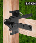 Beefy Self Locking Gate Latch For Wood And PVC Fences, Heavy Duty Post Mount with Gravity Release on a wooden post