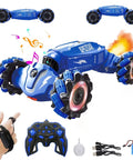 Gesture Sensing RC Stunt Car With Lights And Music, 360 Degree Spins And All Terrain Capabilities with remote and wrist control.