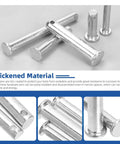51-Piece Clevis Pins Set With 18 Sizes flat head zinc pins shown in close-up, highlighting single hole design and white zinc finish.