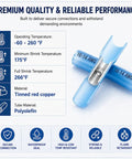 Heavy Duty Heat Shrink Butt Connectors Waterproof Marine Grade Wire Connector Kit features tinned copper, polyolefin, and detailed temperature specs.
