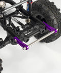 Rear view of Beefed Up Aluminum Modular RC Crawler Bumper Set For 1/10 Scale Front And Rear Bull Bars Compatible With SCX10 TRX4 Gspeed Power Wagon Body LCG Rigs DIY Black, installed on an RC vehicle showing rugged construction.