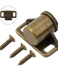 Magnetic Door Catch Zinc Alloy With Super Strong Hold For Cabinets Cupboards Closets Wardrobes And Sliding Doors Green Bronze Finish No Fuss Install Stays Put Includes Screws displayed with screws