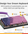 Close-up of Dope Gamer Setup Upgrade Custom Mechanical Keyboard With Knobby Volume Control 75 Perc Tenkeyless, featuring pink gradient keycaps.