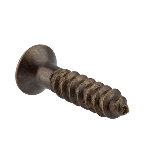 Heavy Duty Number 4 X Half Inch Flat Head Phillips Wood Screws In Antique Brass Finish showing a close-up view for smooth cabinet builds.