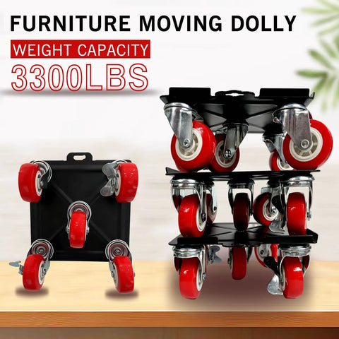 Heavy Duty Furniture Dollies Set With 360 Degree Swivel Casters And Smooth Rolling Wheels. Supports Up To 3300 Lbs for easy movement.