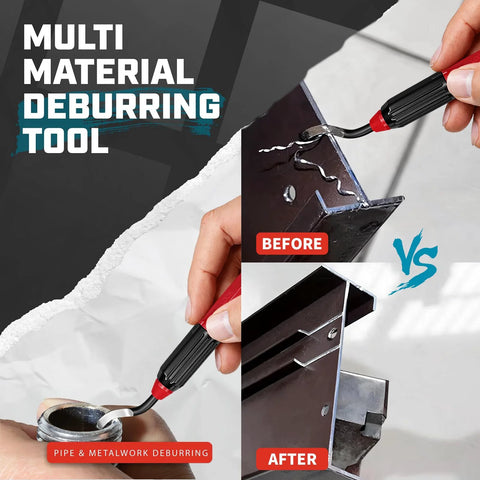 AFA Tooling deburring tool with 11 HSS swivel blades; black handle with red tip