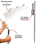 Feather Flag Pole Kit For Outdoor Advertising, 13 Feet Tall Swooper Pole With Rotating Ground Spike components shown