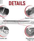Adjustable Garage Door Reinforcement Bracket With Two Piece Design Extending 18 21 24 Inches Galvanized Steel Construction Beefed Up Corrosion Resistant Includes Pin And Hardware For Sectional Doors details showing pin, square neck bolt, cotter pin, and serrated face flange nut.