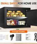 1.3 Cu Ft Small Fire Safe Box For Home With Electronic Keypad And Spare Keys Water And Fireproof Safe With 3 Removable Shelves