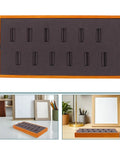 Top view of Slick Gray Solid Wood Jewelry Display Tray Featuring 12 Ring Slots Top Shelf Storage Organizer Box with plush gray interior.