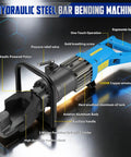 Heavy Duty 1400W Electric Hydraulic Rebar Bender Machine features hydraulic piston and ergonomic design for easy use.