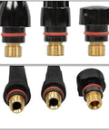 All In One TIG Welding Torch Kit With Alumina Nozzle Collets Stubby Gas Lens 87 Pieces brass connectors detail view