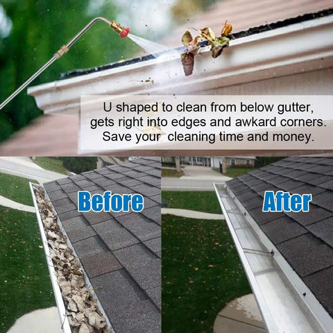 120 Inch Stainless Steel Pressure Washer Extension Wand Workhorse With 30 Degree And 90 Degree Curved Rods cleaning gutter