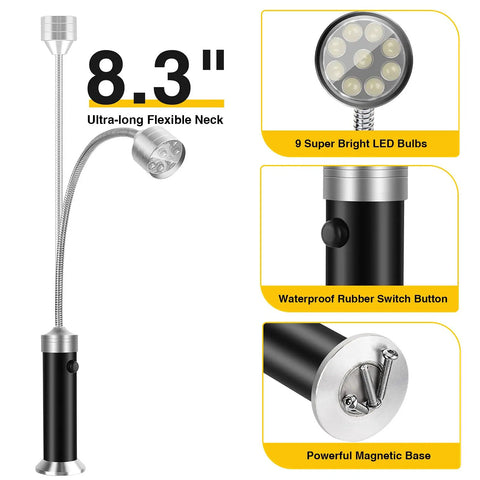 Barbecue Grill Light With Magnetic Base 360 Degree Gooseneck LED Outdoor Lighting For Grilling Water Resistant Batteries Included