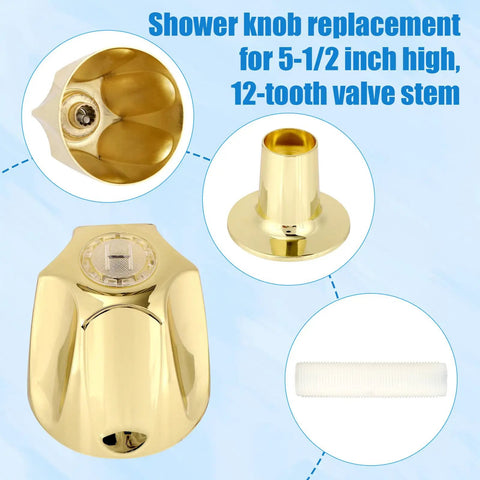 2 Pack Metal Golden Shower Knobs Replacement For Pfister Verve Shower Faucet Handle with valve stem and base