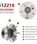 Diagram of Rear Wheel Hub Assembly Pair For Toyota Corolla 2003 To 2008 with dimensions and specifications labeled.