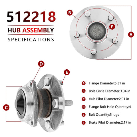 Diagram of Rear Wheel Hub Assembly Pair For Toyota Corolla 2003 To 2008 with dimensions and specifications labeled.