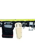 Beefy Heavy Duty Scaffold Tool Belt For Carpenters With Nail Bag And Three Pouches, Hammer Ratchet And Pliers Holders, Adjustable Waist 29-46 Inches