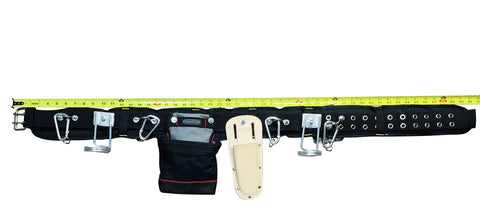 Beefy Heavy Duty Scaffold Tool Belt For Carpenters With Nail Bag And Three Pouches, Hammer Ratchet And Pliers Holders, Adjustable Waist 29-46 Inches