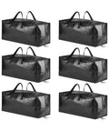 Heavy Duty Moving Bags Set Of 6 Extra Large Totes With Backpack Straps And Durable Handles For Easy Moving And Storage 86 Liter Capacity Holds Up To 60 Pounds Polypropylene Bag With Strong Seams Black