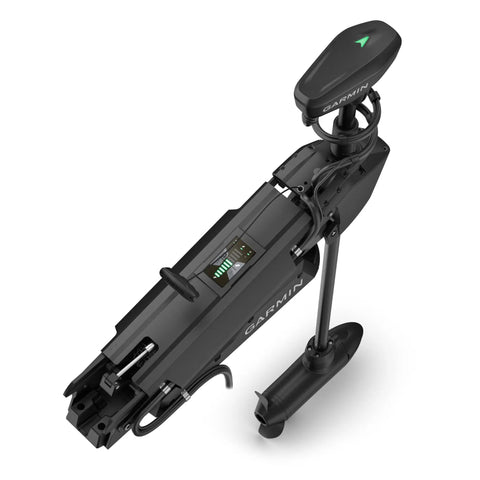 Smooth Sailin Killer 57 Inch Shaft Trolling Motor With Plug And Play Gt56Uhd Tr Sonar And Multiband Positioning For Anchor Lock Wheel Hold And Wireless Chartplotter Sync Black, top view with control panel.