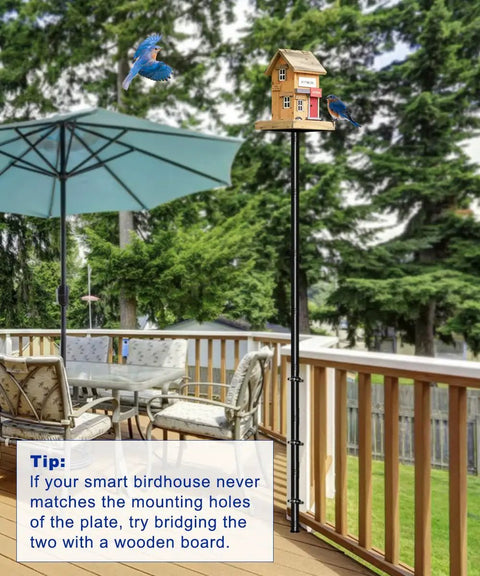 105 Inch Heavy Duty Bird Feeder Pole Kit for Deck Fence And Patio Railing Adjustable Universal Mounting Post For Outdoors