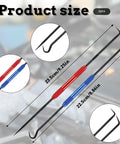 Top Shelf Heavy Duty 9 Inch Double Pointed Scribe Set Featuring Tough Carbide Steel Tips For Sharp Welding And Glass Etching Includes Dual Color Coded Scribers For Quick Metal Or Ceramic Marking Jobs Any Day; size and details of scribing tools displayed.