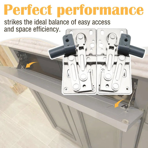 Two Pack Buttery Smooth Soft Close Pivot Tip Out Tray Hinges Heavy Duty Beast For Kitchen Cabinets And Furniture Doors Solid Steel Construction close-up showing installation details.