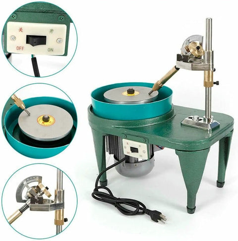 Faceting Machine With Digital Display 180W Jade Grinding Jewelry Lapidary Polishing Device with 6 Inch Polishing Disc and digital controls