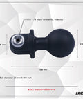 Universal Ball Mount Adapter For Action Cameras, Rotating Ball Head Mount With Metal Screws, dimensions labeled