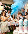 Massive Gender Reveal Fire Extinguisher Spray Two Pack Filled With Two Pounds Of Biodegradable Powder smoke cannon in use.