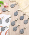4 Pack Tablecloth Weights Hangers Stone And Metal Drop Weights Clips For Outdoor Picnics And Banquets Heavy Table Cover Clips To Prevent Slippage Gray displayed on surface