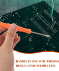 Hand using tool from 7 Piece Soldering Repair Tool Kit With Desoldering Pump And Wick, Double Sided Soldering Aids For Circuit Board Maintenance