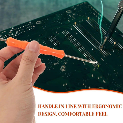 Hand using tool from 7 Piece Soldering Repair Tool Kit With Desoldering Pump And Wick, Double Sided Soldering Aids For Circuit Board Maintenance