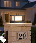 Outdoor Post Lights Hard Wired Modern 9.1 Inch Column Lights AC100-240V Waterproof Pillar Lamp 3000K LED on stone pillar