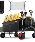 Beast Foldable Wagon With Tailgate Cargo Net 55 Inch Long 26 Inch Wide 600L Capacity All Terrain Wheels Heavy Duty Utility Cart