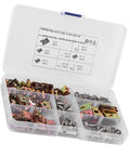 Open box of 85Pcs Automotive Clip Nuts And Fasteners Kit with U clips, stainless screws, and manganese steel for body panels.
