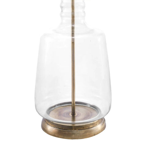 Glass Table Lamp With Cotton Shade, 24 Inch Tall End Table Lighting For Living Room, Bedroom, Dining Room Or Entryway, 3 Way Socket, Soft Cozy Glow, Modern Home Decor Accent Lamp