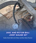 Pro Grade Disc Brake Rotor Gauge For Runout And Flatness Check, Flexible Arm Attached to Disc with Dial Indicator