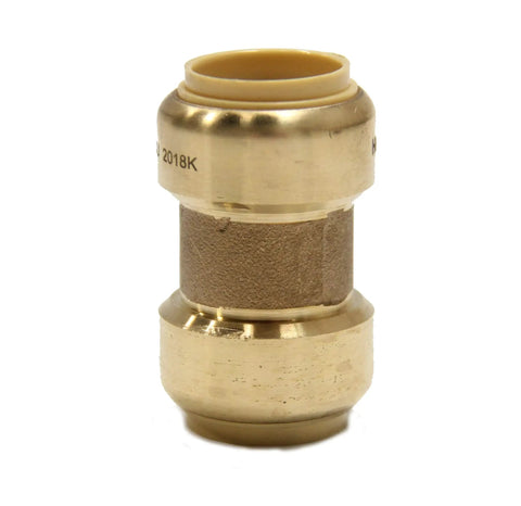 Pack Of 10 Dope Three Quarter Inch Push Fit Straight Coupling Fittings For Pex Copper And CPVC With Disconnect Clip Lead Free DZR For Water Systems 200 PSI 200 Degrees F