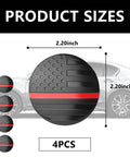 American Flag Wheel Center Caps And 56 Mm Hub Covers With Bold Black Red Detail For Fresh Auto Exterior Mods. Size: 2.20 inches.