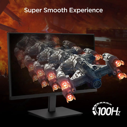 22 Inch Gaming Monitor With 1080p Full HD, 100Hz Refresh, VA Panel, displaying a spaceship game scene