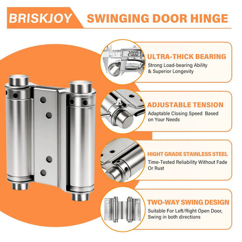 4 Pack 3 Inch Double Action Spring Door Hinges Dual Swing Saloon Hinges With Screws And Pins Heavy Duty Stainless Steel Silver