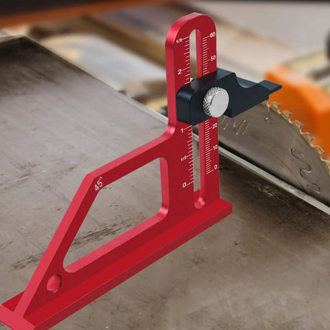 0 To 60mm Height Gauge For Woodworking 45 Degree Precision CNC Machined Depth Tool with anodized aluminum scale on table saw