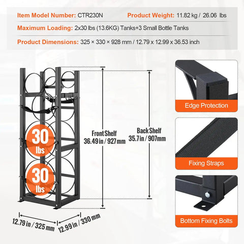 Premium Heavy Duty Carbon Steel Refrigerant Tank Rack Holds Five Gas Cylinders Hella Tough Secure Organizer For Air Conditioning Freon Nitrogen Oxygen Warehouse Loaded
