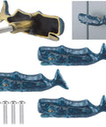 Sperm Whale Shaped Cabinet Knobs 4 Piece Set In Vintage Ocean Blue Zinc Alloy For Kitchen Cupboard Wardrobe Doors Drawer Pulls