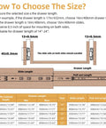 20 Inch Full Extension Drawer Slides With Soft Close, Heavy Duty Cabinet Drawer Tracks, 45mm Width Ball Bearing Rails, 3 Fold Adjustable Self Closing, 40kg Load Capacity, Durable Steel Mechanical Runner For Kitchen Cabinets And Dressers size chart