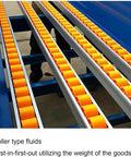 Gravity Conveyor System For Light Duty Loads With Unloading Pulley ABS Rollers And Stainless Steel Frame close-up view