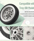Two Pack Eight Inch Front Wheel Drive Assembly For Walk Behind Mowers Fits MTD Troy-Bilt Craftsman Replaces 634-06986 703386 634-0244 734-04475 Durable Plastic And Rubber Wheel Set With One Half Inch Bore And Two And One Eighth Inch Width.